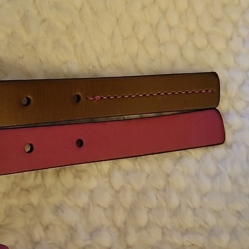 Sonoma 2 for1 belt set solid rose pink brown w/pink stitch 3/4